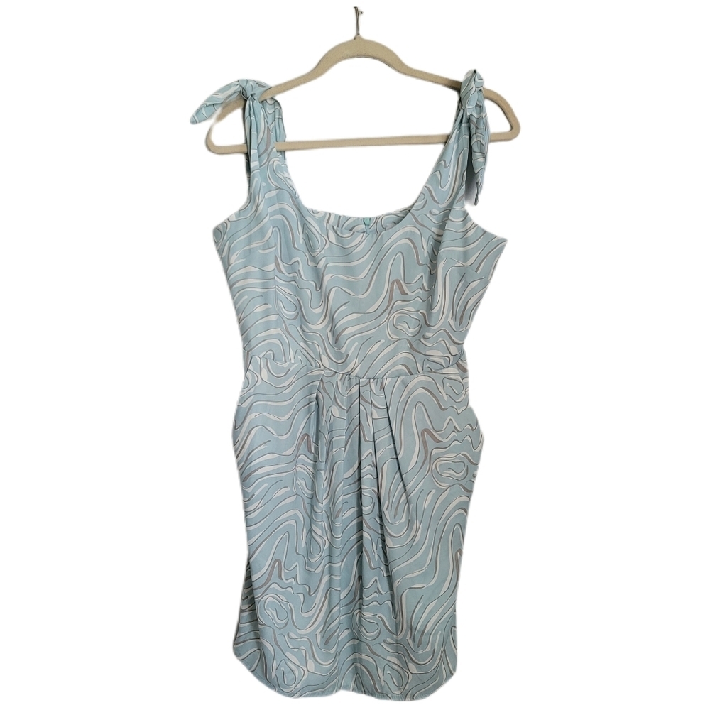 Bar III Dress Womens XL Blue Sleeveless Scoop Neck Pockets Tie Straps